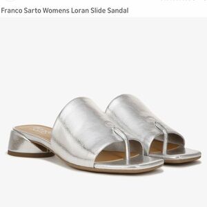 Franco Sarto Metallic Silver Loran Toe-Loop Slide Mule